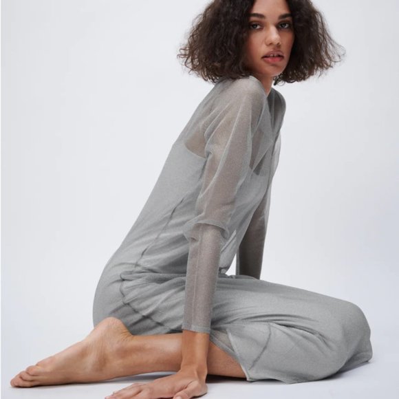 Zara Gray Semi Sheer Knit Dress 